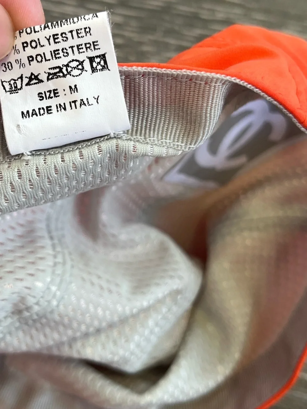 Rare CHANEL CC Logo Sport Neon Orange Nylon 5-Panel Baseball Hat Cap